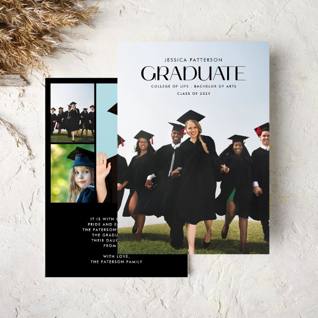 Modern Multi Photo University Graduate Graduation Announcement (Creator Uploaded)