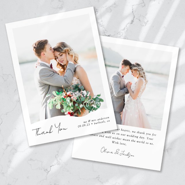 Modern Multi Picture Hearts Wedding Thank You Card (Creator Uploaded)