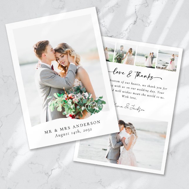 Modern Multi Picture Love & Thanks Wedding Thank You Card (Creator Uploaded)
