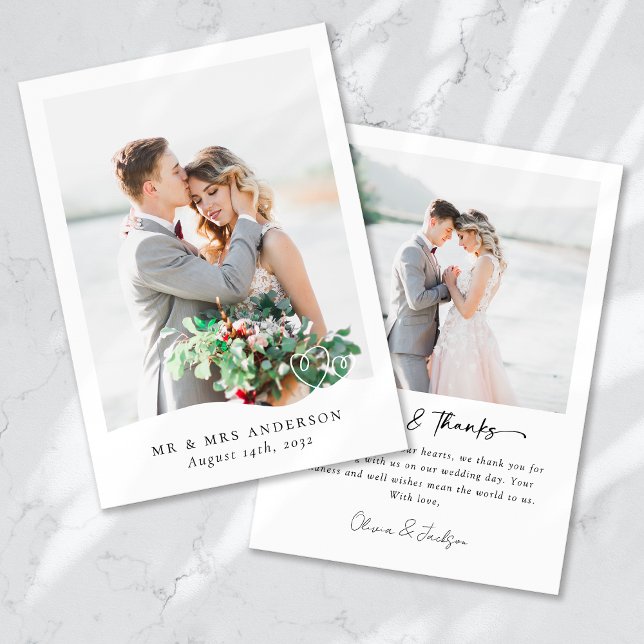 Modern Multi Picture Love & Thanks Wedding Thank You Card (Creator Uploaded)