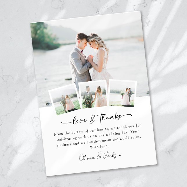 Modern Multi Picture Love & Thanks Wedding Thank You Card (Creator Uploaded)