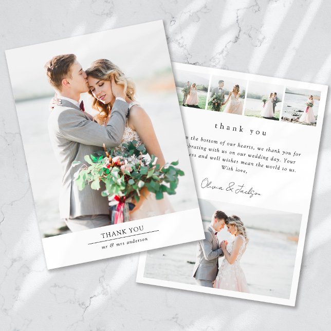 Modern Multi Picture Wedding Thank You Card (Creator Uploaded)