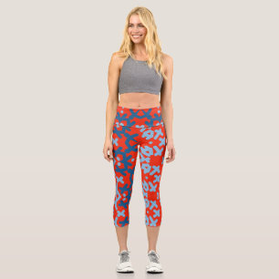 Modern multicolor all over fabric abstract pattern capri leggings