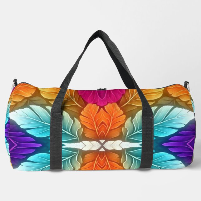 Modern multicolor classic fabric pattern  duffle bag (Front)