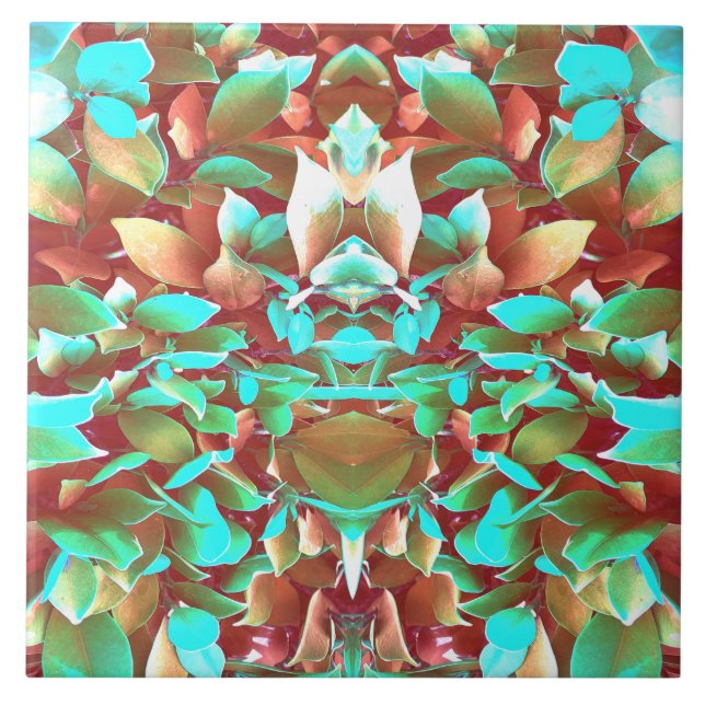 Modern multicolor floral pattern  ceramic tile (Front)