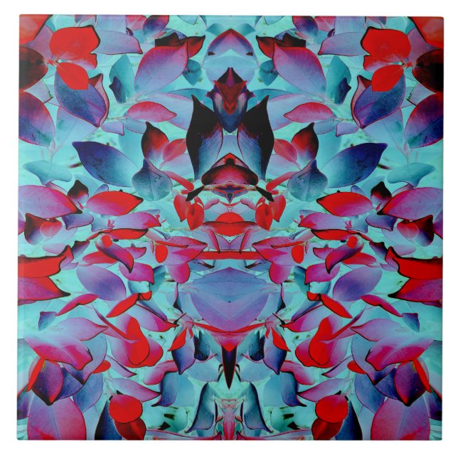 Modern multicolor floral pattern  ceramic tile (Front)