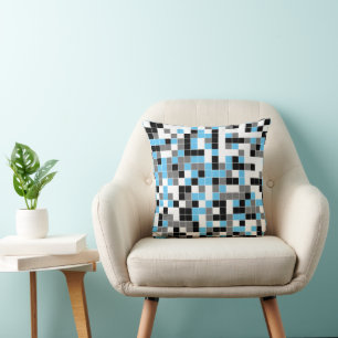 Modern Multicolor Geometric Square Pattern Cushion