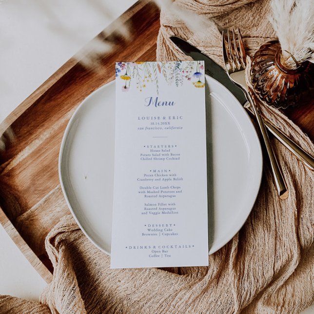 Modern Multicolor Wildflower Dinner Menu (Creator Uploaded)