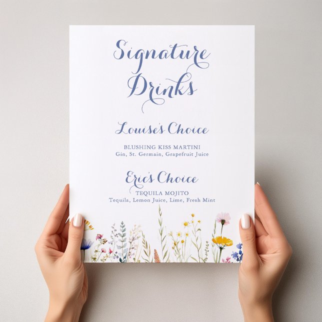 Modern Multicolor Wildflower Signature Drinks Sign (Creator Uploaded)