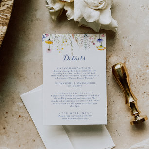 Modern Multicolor Wildflower Wedding Details Enclosure Card