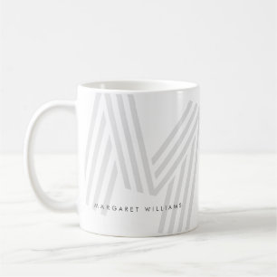Modern Multiline Monogram Letter Personalised Coffee Mug