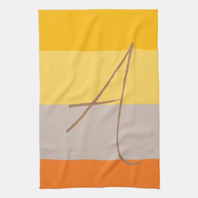 Modern Multiple Pastel Colour Monogram Name Initia Tea Towel (Vertical)