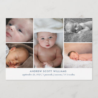 Modern multiple photo baby birth announcement