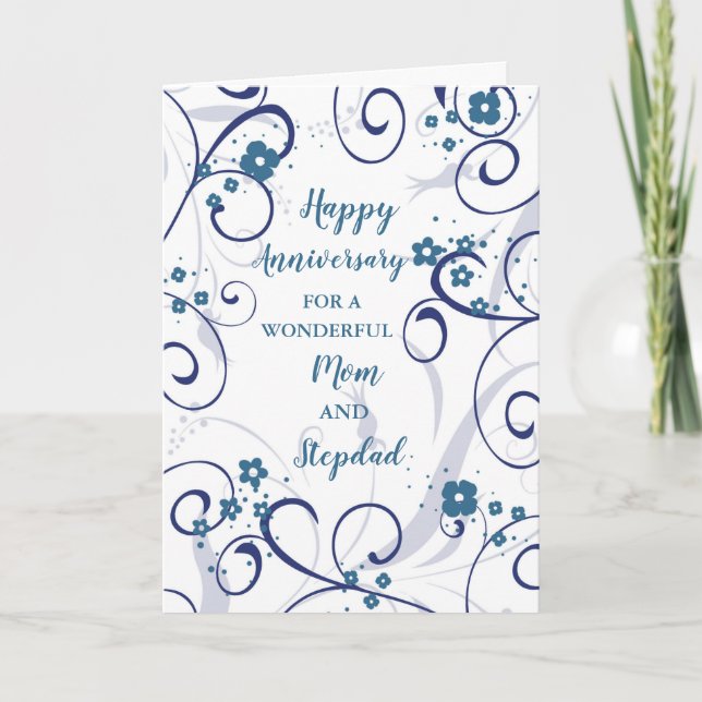 Modern Mum and Stepdad Wedding Anniversary Card (Front)