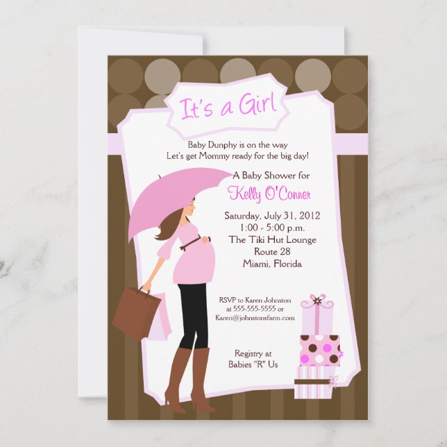 Modern Mum Baby Shower Invitation - Baby Girl! (Front)