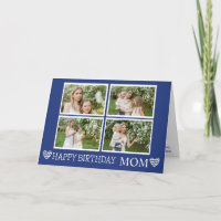 Modern Mum Birthday Navy Blue 4 Photos Collage