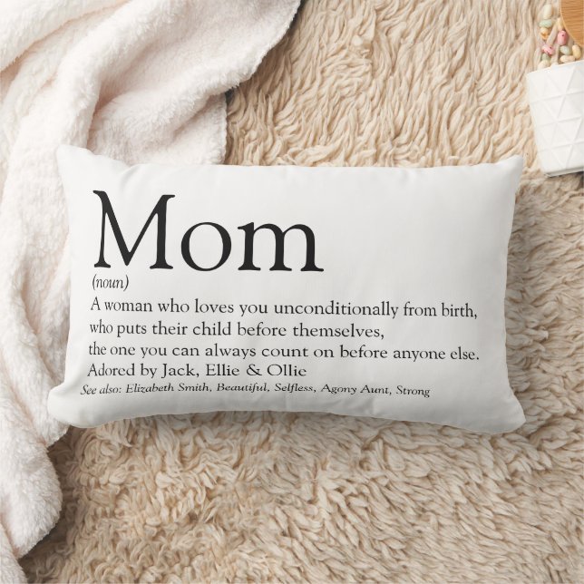 Modern Mum Black and White Definition Quote Lumbar Lumbar Cushion (Blanket)