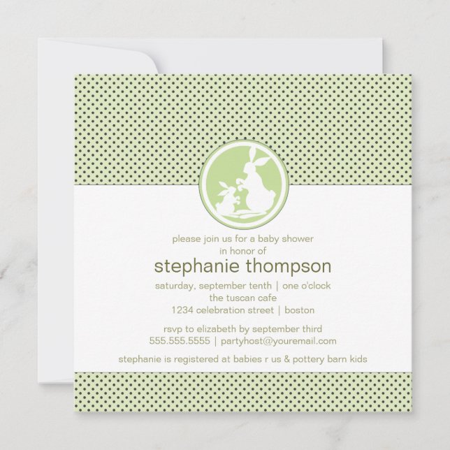 Modern Mum Bunny & Baby Baby Shower Invitation (Front)