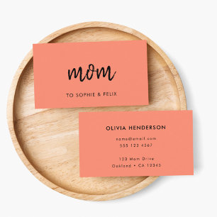 Modern Mum   Coral Pink Mummy Contact Card