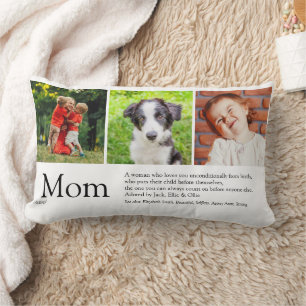 Modern Mum Definition Quote 3 Photo Collage Lumbar Cushion