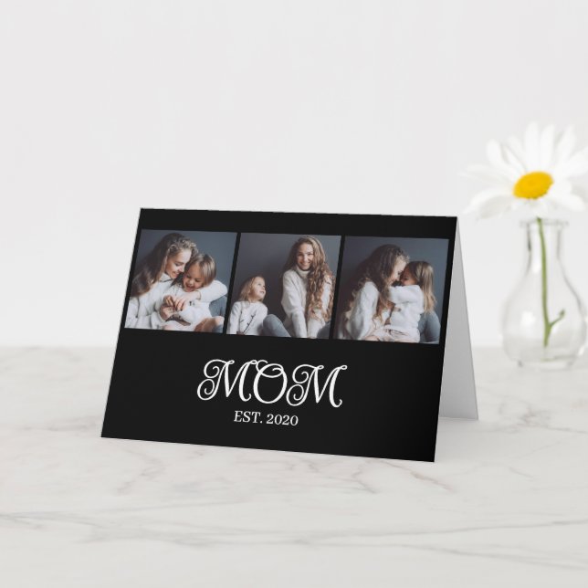 Modern Mum Established 3 Photo Mother's Day  Card (Small Plant)