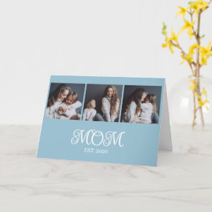 Modern Mum Established 3 Photo Mother's Day  Card