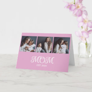 Modern Mum Established 3 Photo Mother's Day  Card