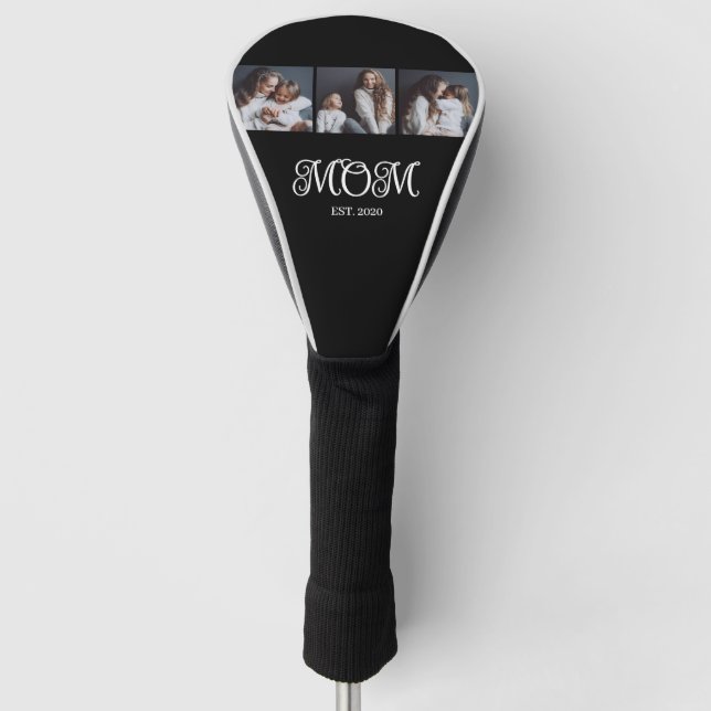 Modern Mum Established Script Black 3 Photo Golf Head Cover (Front)