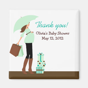 Modern Mum (Green) Baby Shower Favour Magnet