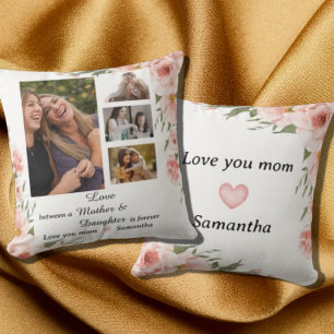 Modern Mum Mother Daughter Quotes 4 Photo Collage Cushion