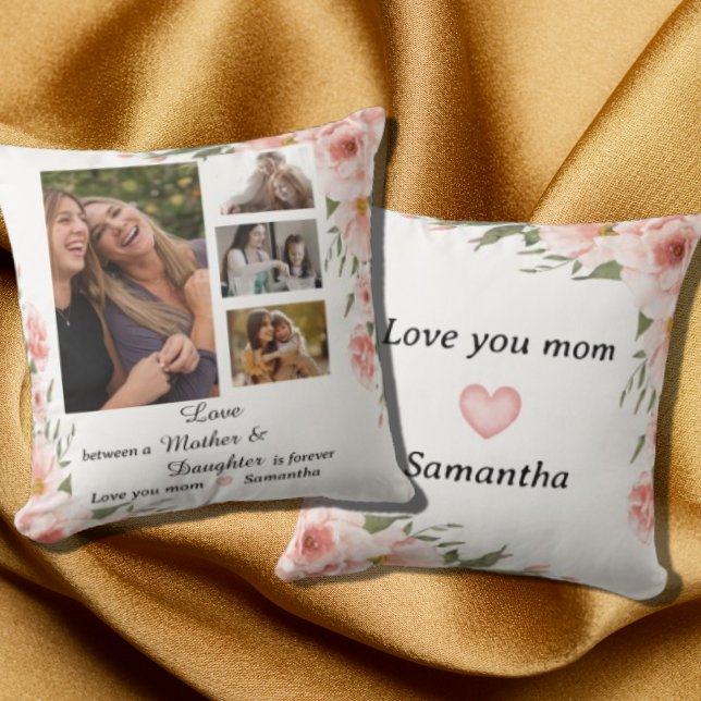 Modern Mum Mother Daughter Quotes 4 Photo Collage  Cushion (Creator Uploaded)