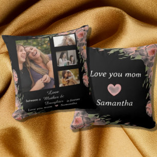 Modern Mum Mother Daughter Quotes 4 Photo Collage Cushion