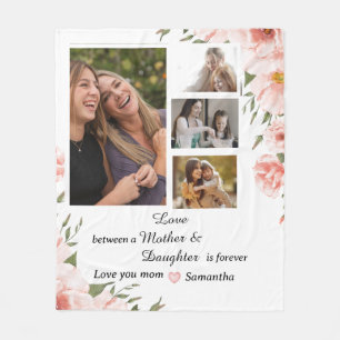 Modern Mum Mother Daughter Quotes 4 Photo Collage  Fleece Blanket