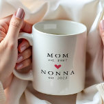Modern Mum | Nonna Year Est. Coffee Mug<br><div class="desc">Simply perfect minimalist design featuring  year est. as a Mum and year est. as a  Nonna with a red heart.   A Wonder gift sure to be treasured for many years to come.</div>