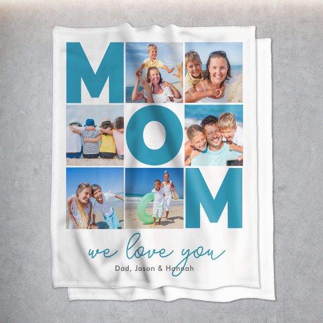 Modern Mum Personlized 6 Photo Collage Fleece Blanket (Modern Mom Personlized 6 Photo Collage Fleece Blanket
)