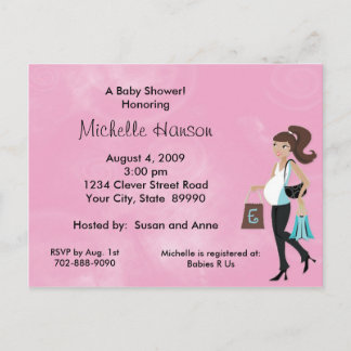 Modern Mum Pink Baby Shower Invitation Postcard