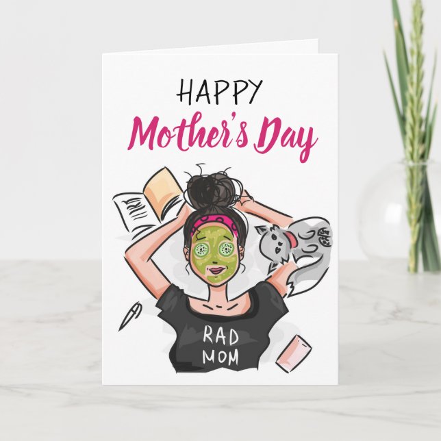 Modern Mum Relaxing on Mother's Day Card (Front)