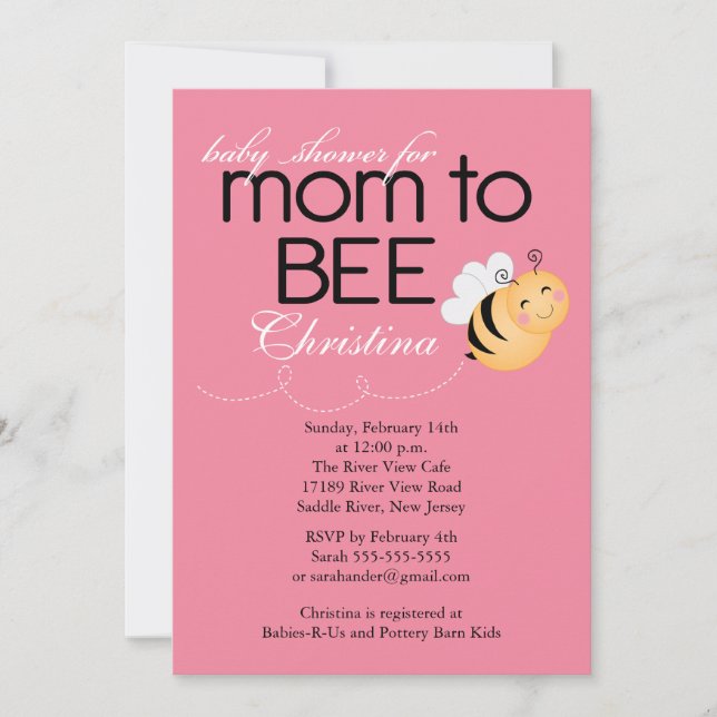 Modern Mum to Bee Baby Shower Invitation (Front)