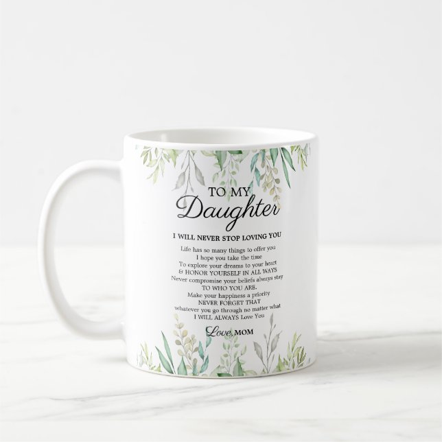 Modern Mum To Daughter Encouragement Leaf Coffee Mug (Left)