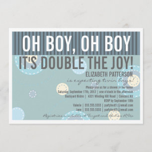 Modern Mum Twin Boy Baby Shower Invitation