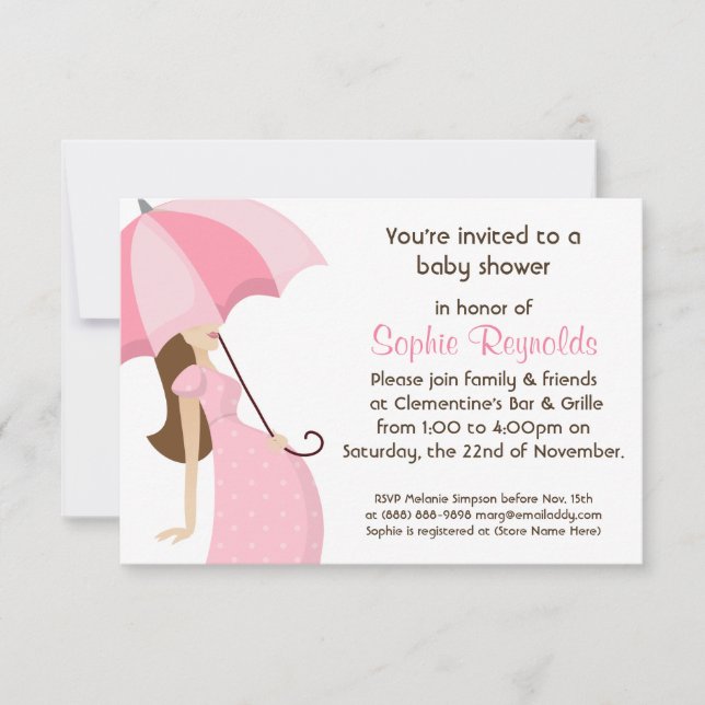 Modern Mummy Pink Baby Shower - Girl Invitation (Front)
