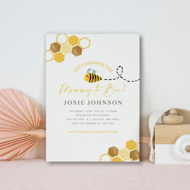 Modern Mummy to Bee Baby Shower Invitation (Creator Uploaded)