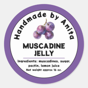 Modern Muscadine Jam  or Jelly Canning Jar Label 