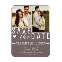Modern Mushroom Grey Save the Date 2 Photo Wedding