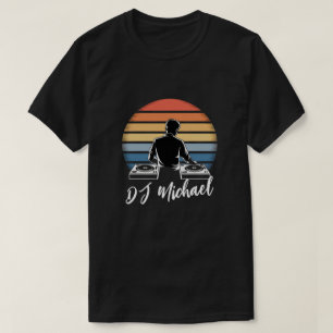 Modern Music DJ Mixer Retro Personalised Name T-Shirt