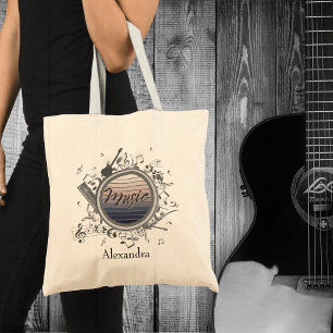 Modern Music Notes Design Tote Bag
