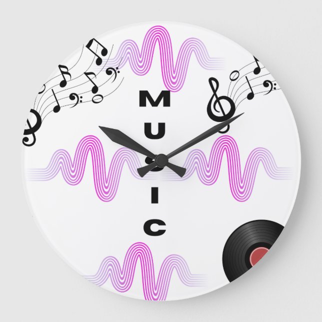 Modern Music Wall Clock | Sound Wave Design  (Front)