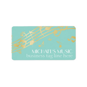Modern Musical Business Branding Gold Music Notes Label