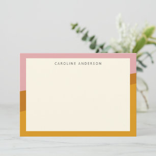 Modern Mustard Pink Border Personalised Name  Card