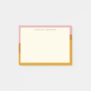 Modern Mustard Pink Border Personalised Name Post-it Notes